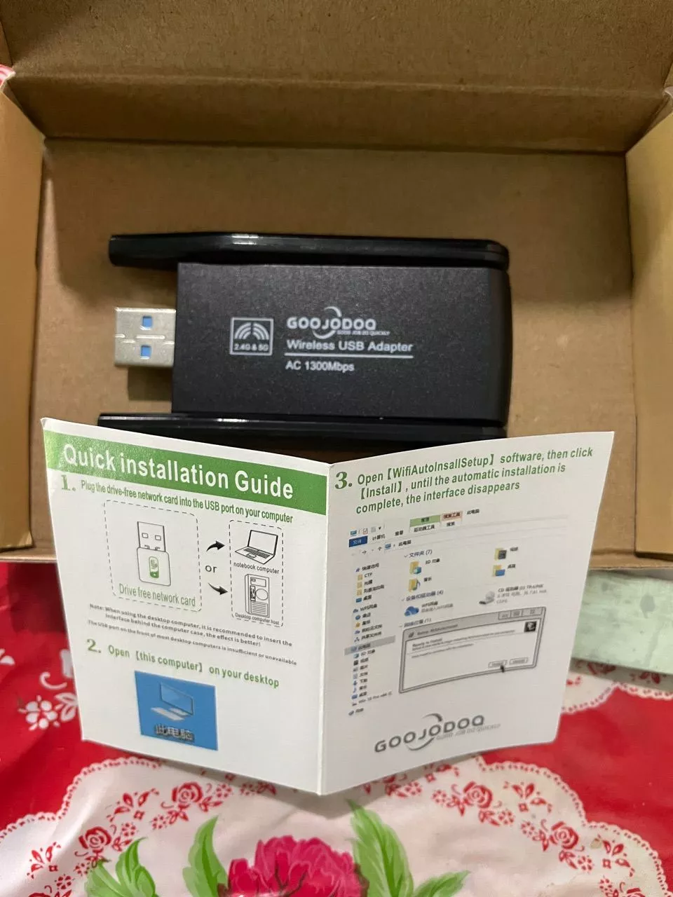 Bộ Thu Phát wifi Goojodoq 1300mbps USB 3.0 2 Râu Kết Nối Mạng Không Dây 2.4G+5G