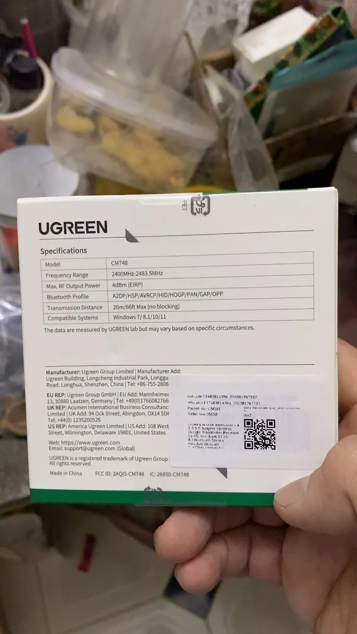 Ugreen USB Bluetooth 6.0 5.4 5.3 5.0 Bộ chuyển đổi Bộ thu phát Dongle không dây cho PC Windows 11 10 8.1 Tai nghe âm thanh nổi Bluetooth