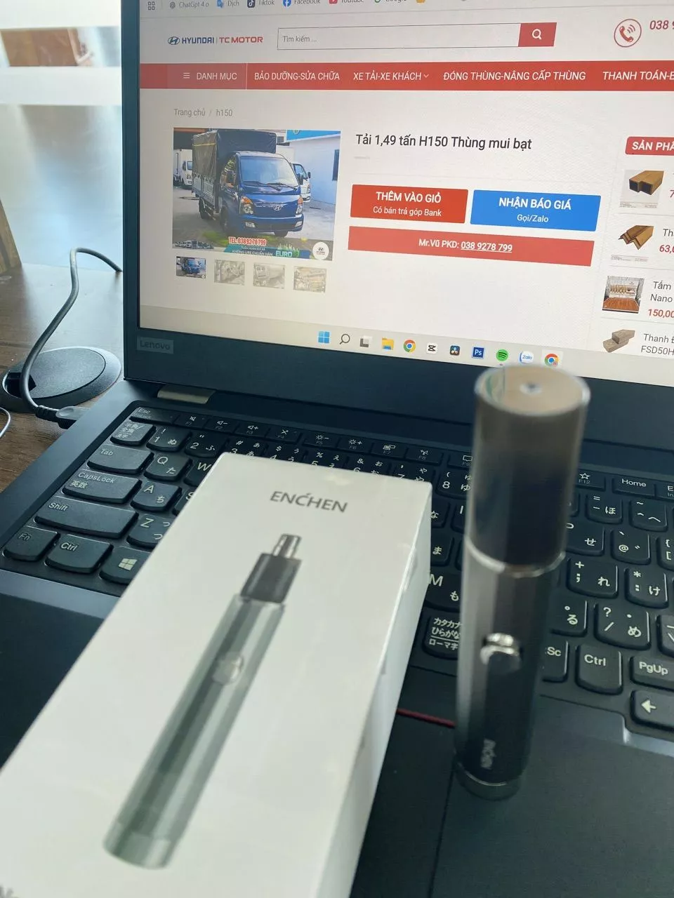 Máy tỉa lông mũi Enchen EN001 sạc pin Type-C đầu cạo tròn ẩn tháo rời, động cơ mạnh mẽ giảm ồn