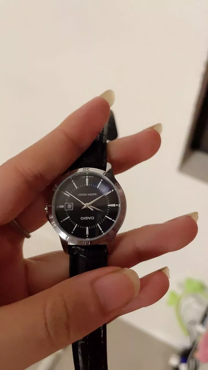 Đồng hồ đôi nam nữ dây da Casio Anh Khuê MTP/LTP V004L-1A