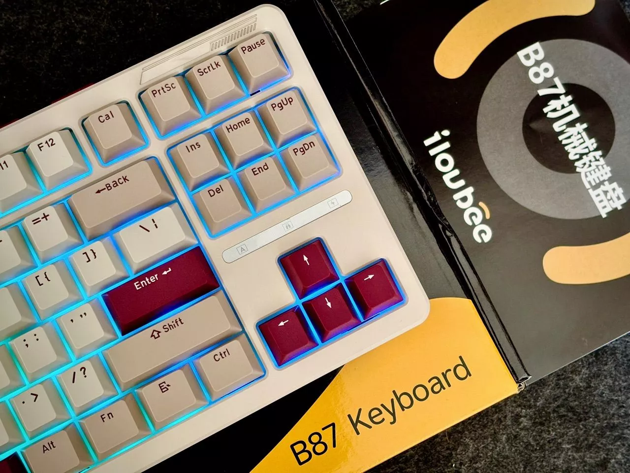 Bàn phím cơ không dây iloubee B87 - Full Foam - Có núm tùy biến - 3 Mode - LED RGB - App marco - Mạch Xuôi