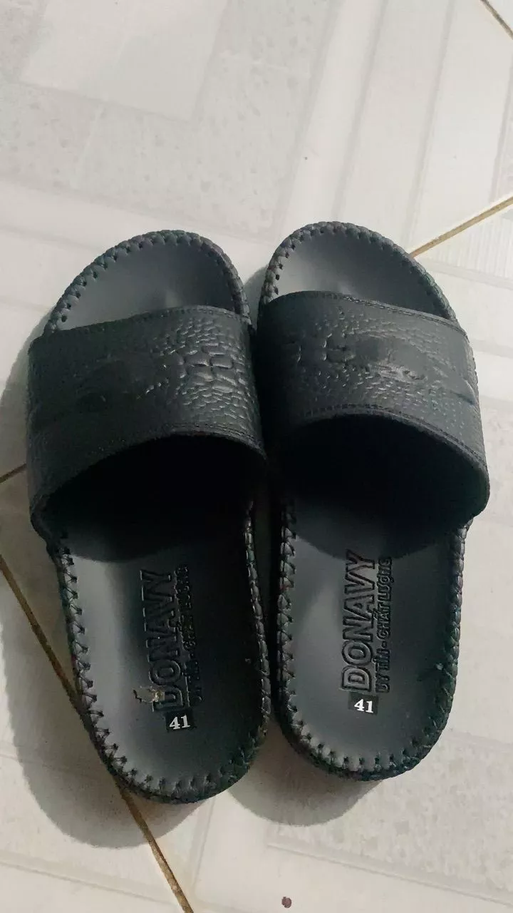 Dép Quai Ngang Nam Da Bò 100% DONAVY Cao Cấp, Dập Quai Cá Sấu Fashion D.CSL