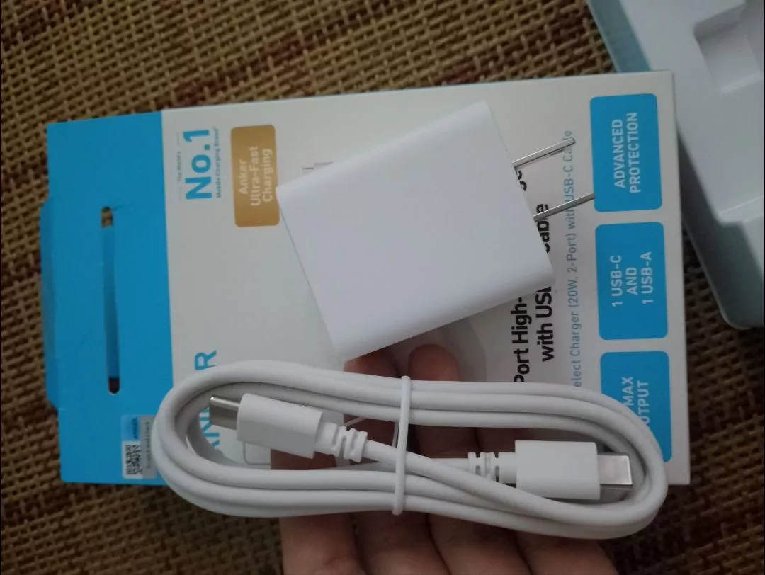 Combo Củ sạc nhanh Anker | 2 cổng 1USB-C & 1USB-A | Kèm Cáp sạc USB-C to USB-C- B2348