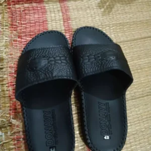 Dép Quai Ngang Nam Da Bò 100% DONAVY Cao Cấp, Dập Quai Cá Sấu Fashion D.CSL