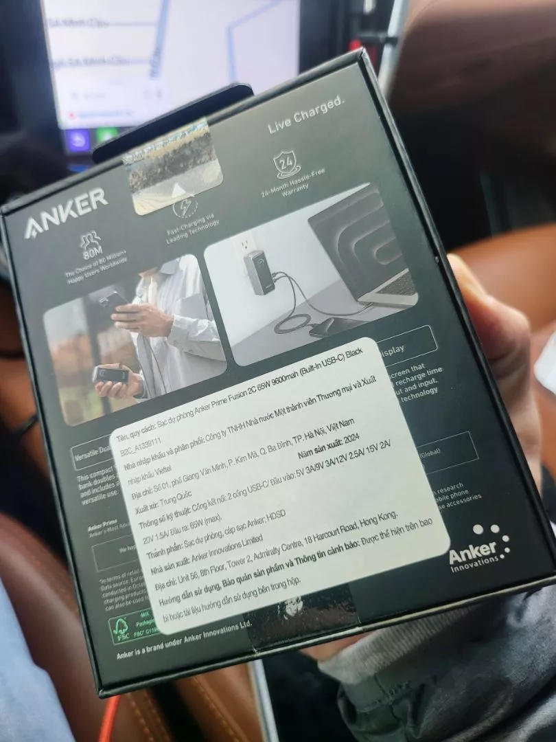 Sạc dự phòng Anker kiêm củ sạc 2in1 Prime Fusion 9600mAh 65W | 2 cổng USB-C | Màn hình | Sạc nhanh - A1339