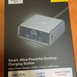 Trạm sạc nhanh Anker GaNPrime 250W - 6 cổng 4C2A - Màn hình LCD - Nút vặn tuỳ chỉnh - Hỗ trợ app - A2345