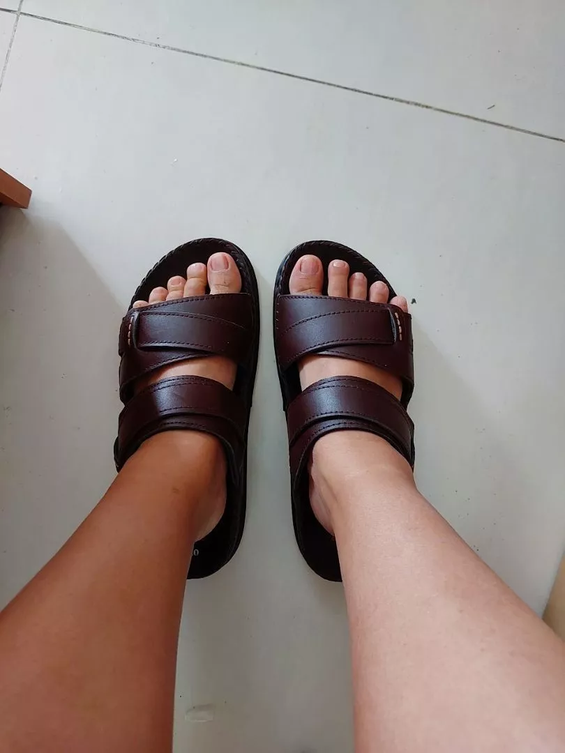 {KM - Mua 01 tặng 01 đôi dép} Dép Quai Ngang Nam Da Bò Thật DONAVY Cao Cấp, May Handmade Quai Và Đế Rất Chắc Chắn D.DELA