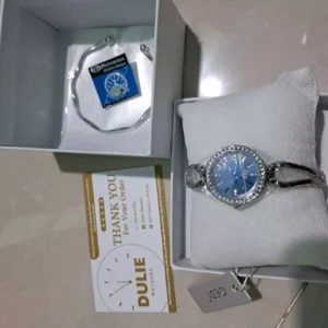 Đồng Hồ Nữ GEDI Đính Hạt Thời Trang Mặt Tròn, Viền Đính Hạt Thời Trang, Thiết Kế Hiện Đại Đơn Giả