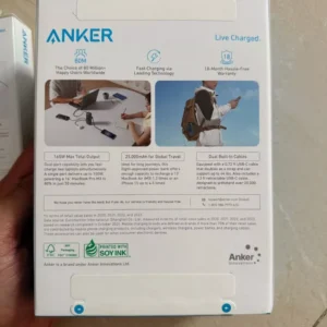 [ANKER] Sạc dự phòng Anker Zolo 25.000mAh | Công suất 165W | Tích hợp 2 cáp USB-C có thể rút gọn | Có màn hình - A1695