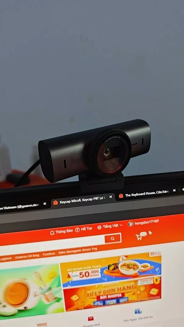 Webcam Logitech MX BRIO Ultra HD 4K - Hội họp & truyền trực tuyến, Mic kép giảm ồn, Show Mode, USB-C