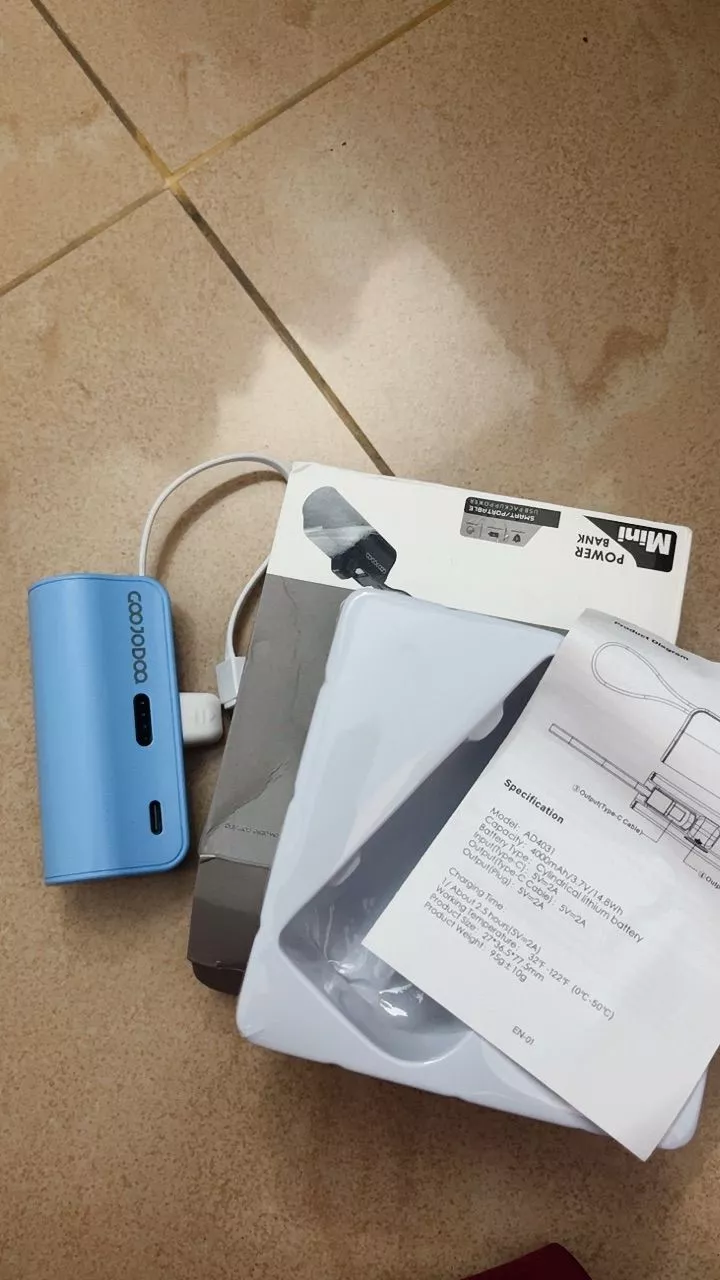 GOOJODOQ 4000mAh Mini Power Bank Sạc di động Type-C và phích cắm cho điện thoại/đồng hồ/tai nghe