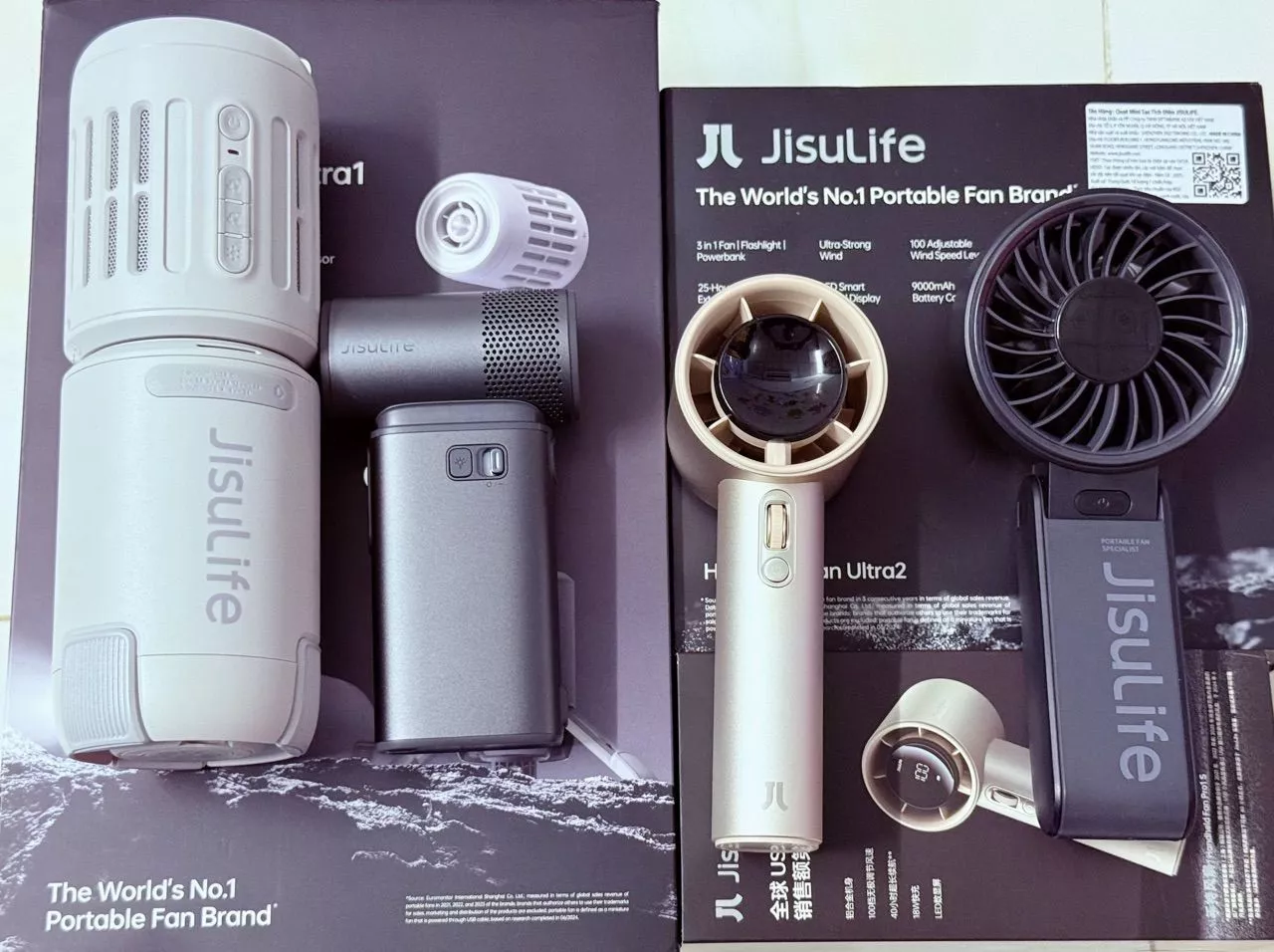 Quạt ngoài trời đa năng 3 in 1 13500mAh Jisulife Ultra1 | Tích hợp đèn pin và sạc qua USB-A/USB-C | BH 12 tháng 1 đổi 1
