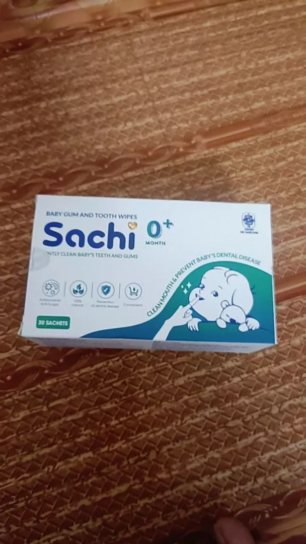 Gạc vệ sinh răng miệng cho bé Sachi 0M+ (Hộp 30 gói)