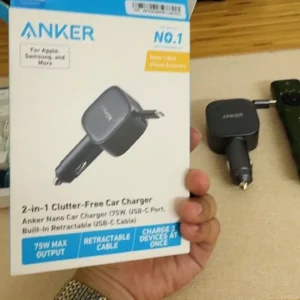 Tẩu sạc xe hơi Anker Nano 75W tích hợp 1 cáp USB-C (Một cổng USB-C 30W) sạc 2 thiết bị hỗ trợ PPS, PD, QC 3.0 - A2738