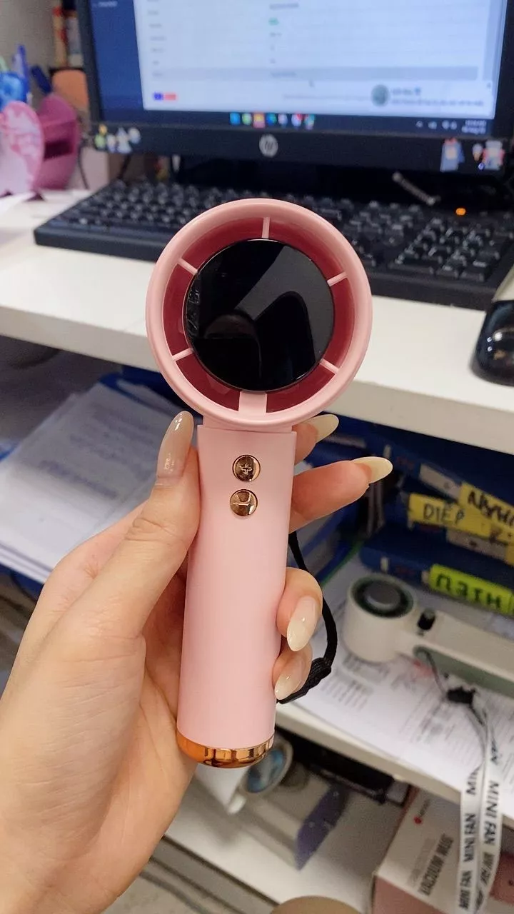 【Tặng Dây Đeo + Dây Sạc】Quạt Cầm Tay Turbo Tốc Độ Gió Cực Mạnh - Quạt Làm Mát Nhanh,Quạt tích điện mini pin cao 5000 mah