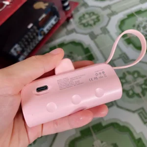 GOOJODOQ 5000mah Mini Power Bank cho iPhone Android Phone Cáp tích hợp Bộ sạc di động nhỏ gọn Lightning & Type C