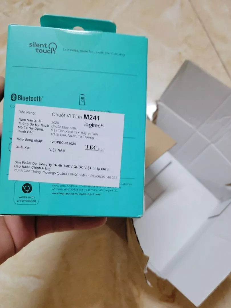 Chuột Bluetooth Logitech M241 Silent - Không dây, Nhỏ gọn, Tương thích Windows, macOS