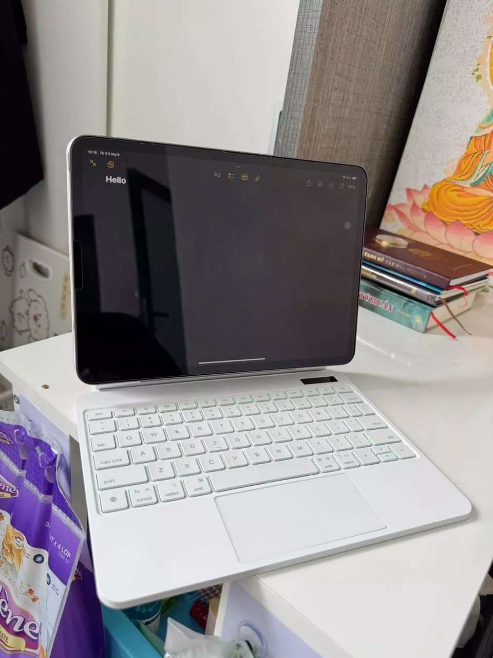 Bàn phím Bluetooth từ tính GOOJODOQ chống nước và chống bám bẩn có đèn nền cho Air 4/5/6 Pro 11 (2018-24) thế hệ thứ 10