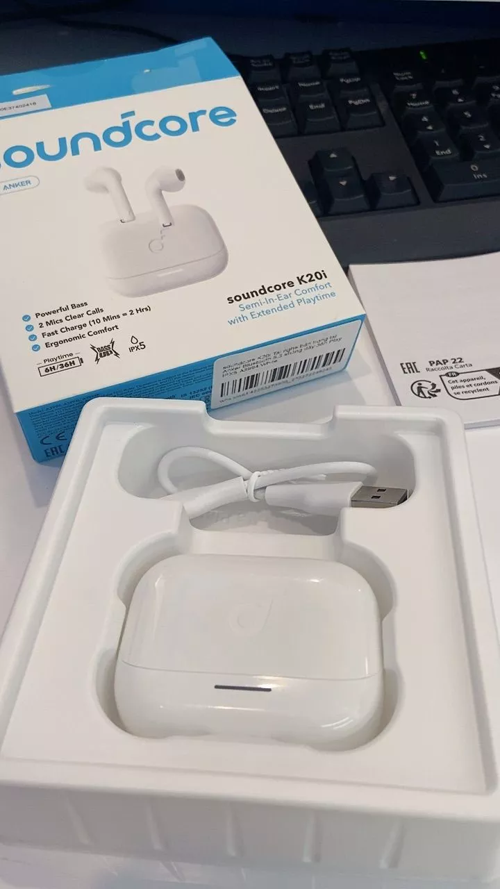 Tai nghe Soundcore bluetooth K20i Anker Bluetooth 5.3, pin 36H, chống nước IPX5, dạng bán trong tai - A3994