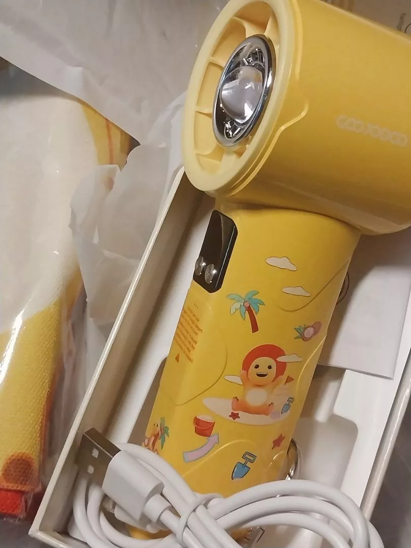 【Goojodoq × Nailoong】Quạt mini Turbo, độ ồn thấp, dung lượng 4000mAh, có đèn pin LED, màn hình kỹ thuật số và móc treo