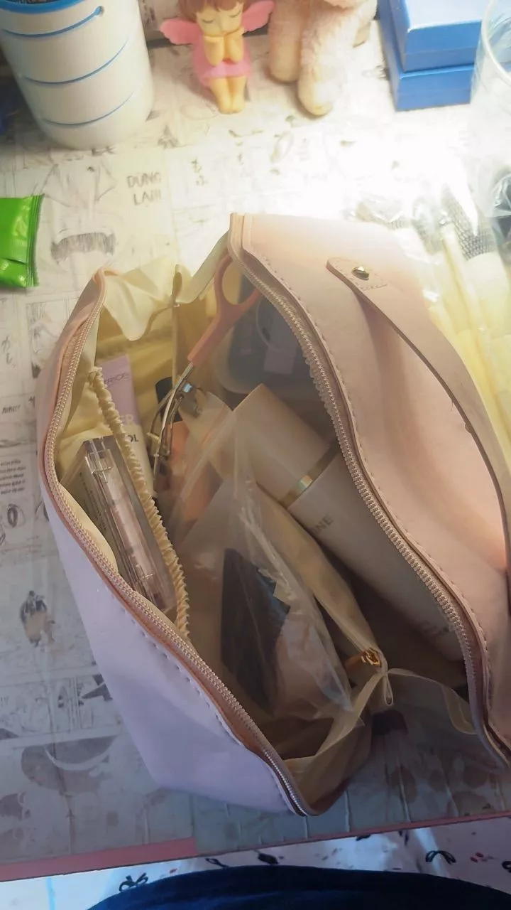 Túi đựng mỹ phẩm cỡ lớn chống nước, túi makeup du lịch da PU phong cách Hàn Quốc