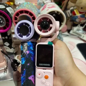 Quạt máy ảnh cầm tay GOOJODOQ GFS025, 100 cài đặt tốc độ quạt, tích hợp ảnh / video, hệ thống độc lập kép, chia sẻ dữ liệu liền mạch, khe cắm thẻ SD.