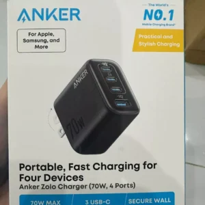 Củ sạc nhanh Anker Zolo 70W | 4 cổng (3 cổng USB-C & 1 cổng USB-A) | Chân gập gọn nhẹ | Sạc nhanh đa thiết bị - A121C