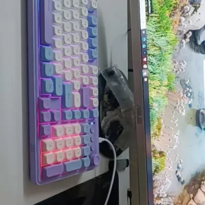 Bàn phím màng không dây Goojodoq: Ba chế độ kết nối, 98 phím, không gây tiếng ồn,có màn hình LED đèn