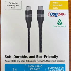 [iPhone 15-17, Android] Cáp sạc nhanh Anker 240W dây bện Nylon USB-C to USB-C dài 0.9m- A82E2