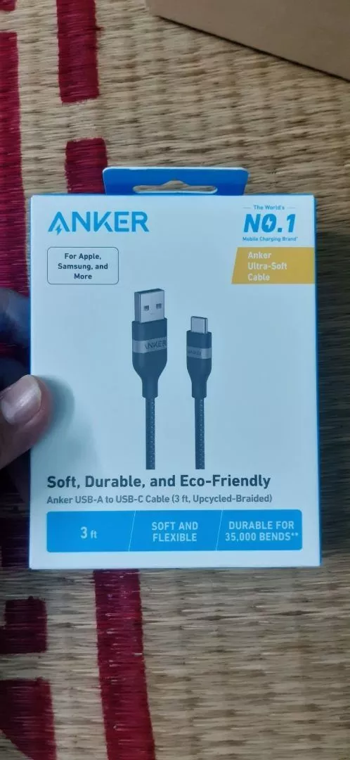 Cáp Sạc Nhanh & Truyền Dữ liệu Anker USB-A to USB-C 18W 480Mbps | Chuẩn CarPlay | Dây Bện Tái Chế | Chống Rối - A82G2