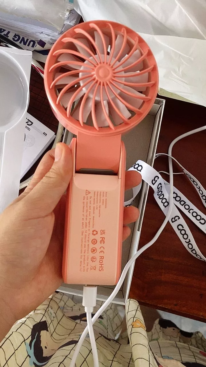 Quạt gấp 180° im lặng GOOJODOQ siêu gió điều chỉnh 100 cấp độ, mini quạt di động, màn hình nguồn LED
