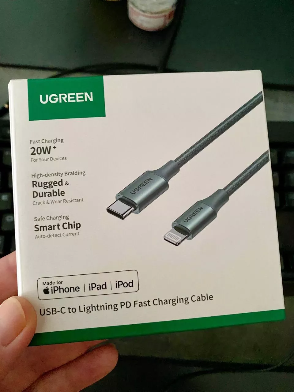 Cáp sạc nhanh UGREEN USB-C 20W 3A đạt chứng nhận MFI thích hợp cho iPhone 12 13 14 Plus 14 Pro Max iPad Pro Airpod Pro