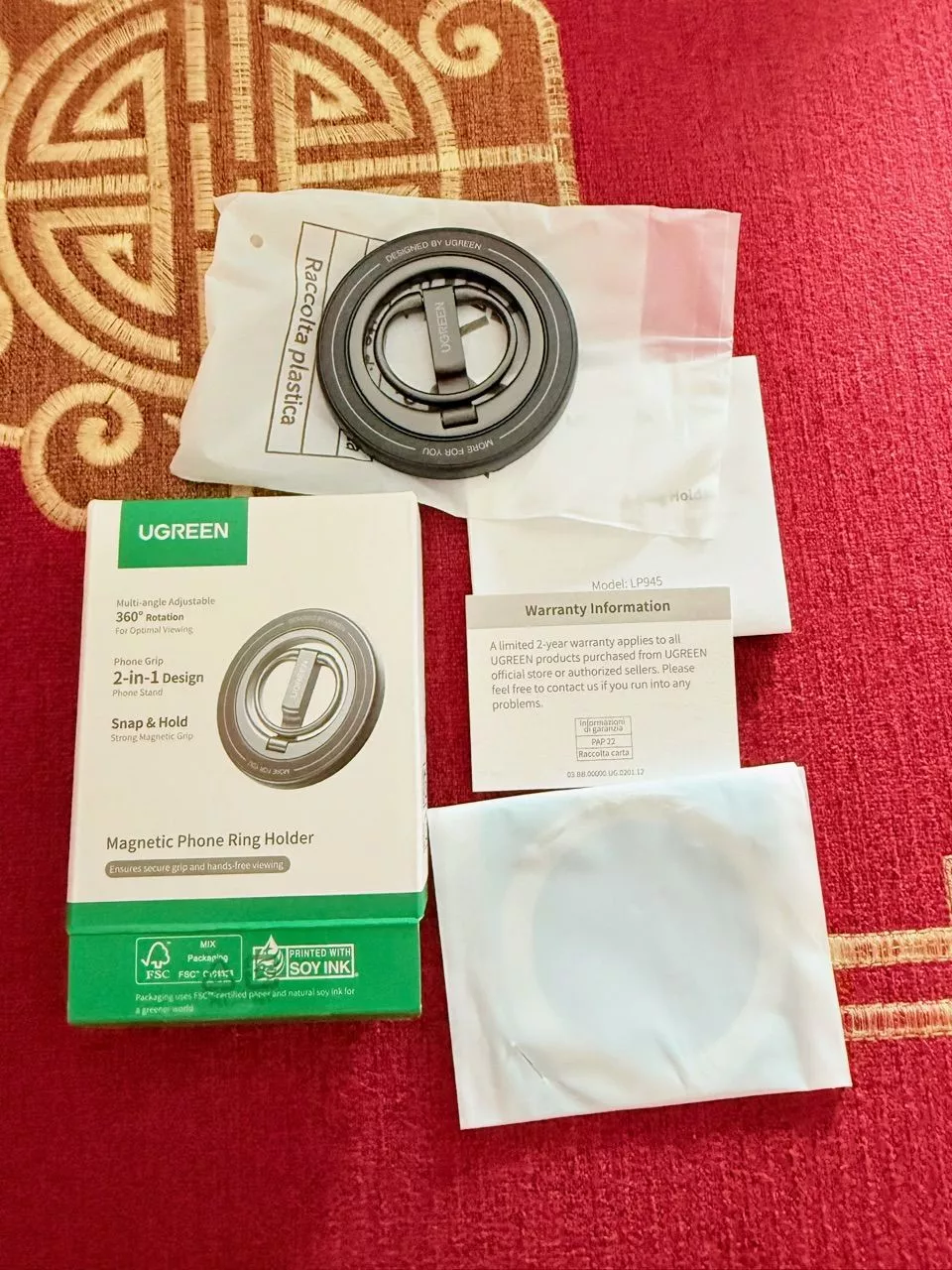 Ugreen MagSafe Giá đỡ vòng điện thoại từ tính Hợp kim kẽm Giá đỡ có thể điều chỉnh Kẹp điện thoại cho iphone Xiaomi Samsung Huawei