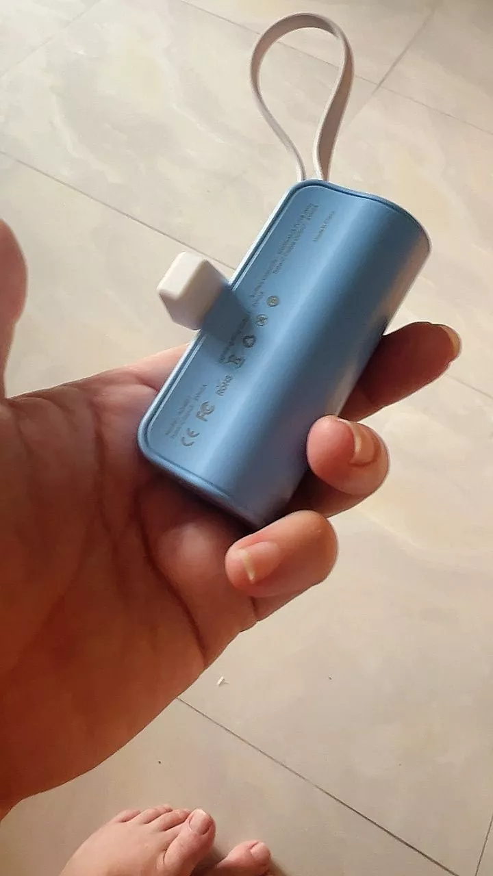 sạc dự phòng mini GOOJODOQ 2024, Pin dự phòng không dây di động có phích cắm Type-C và Lightning