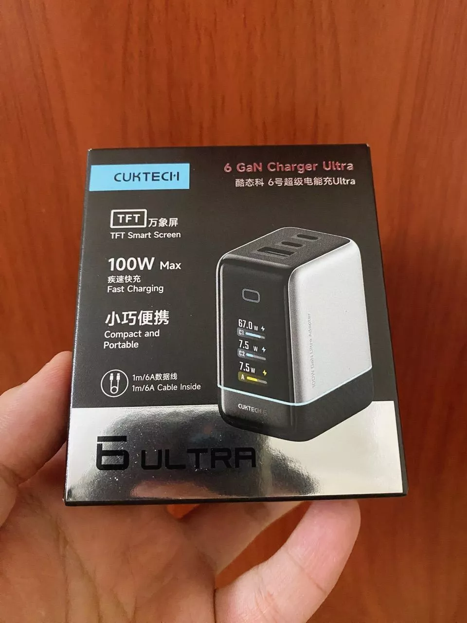 Củ Sạc Nhanh CUKTECH GaN 100W Màn Hình Hiển Thị 3 Cổng Type-C Sạc Laptop 65W Tương Thích iP 17 Pro Max/MacBook/Xiaomi