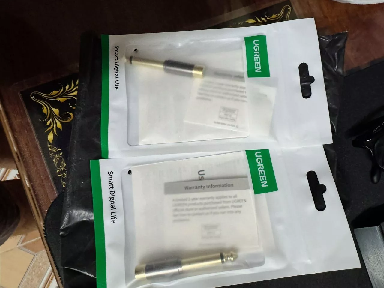 UGREEN RCA sang 6.5mm 6.35mm 1 / 4 Bộ chuyển đổi mạ vàng Đồng nguyên chất 6,5mm Nam sang RCA Nữ sang Jack TS Mono Adapter Âm thanh