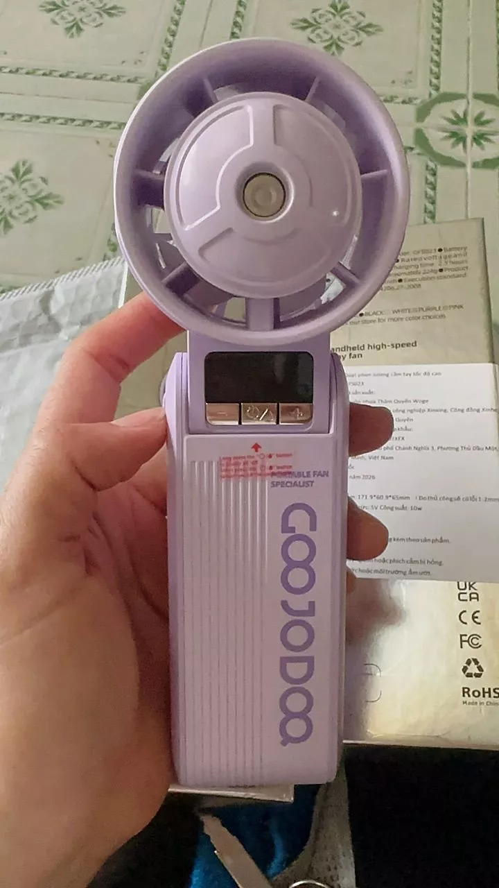 Quạt Phun Sương Turbo GOOJODOQ, 100 Tốc Độ, Pin 3600mAh (11.5H), Gió Mạnh,Xoay 180° điều chỉnh