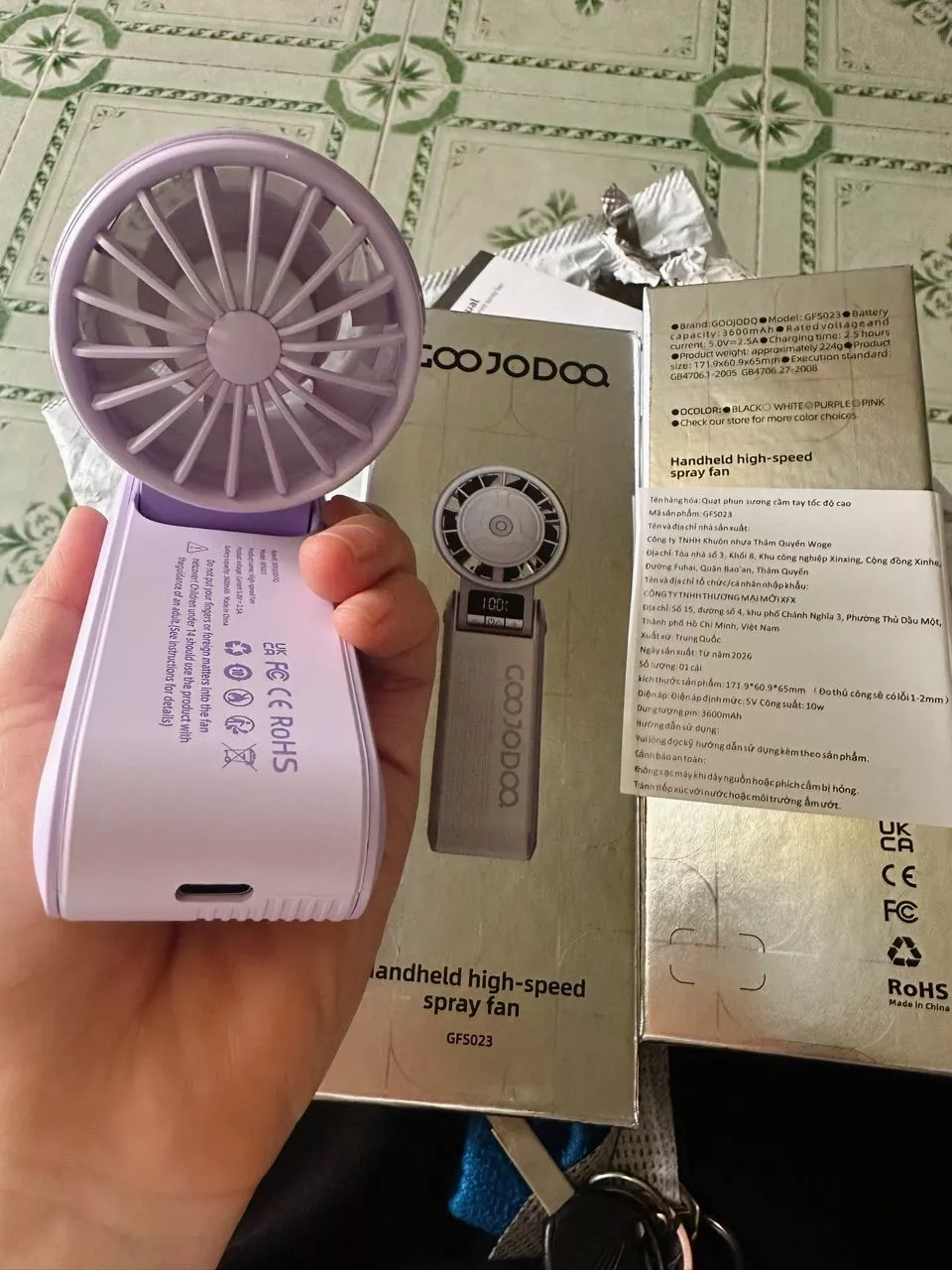 Quạt Phun Sương Turbo GOOJODOQ, 100 Tốc Độ, Pin 3600mAh (11.5H), Gió Mạnh,Xoay 180° điều chỉnh