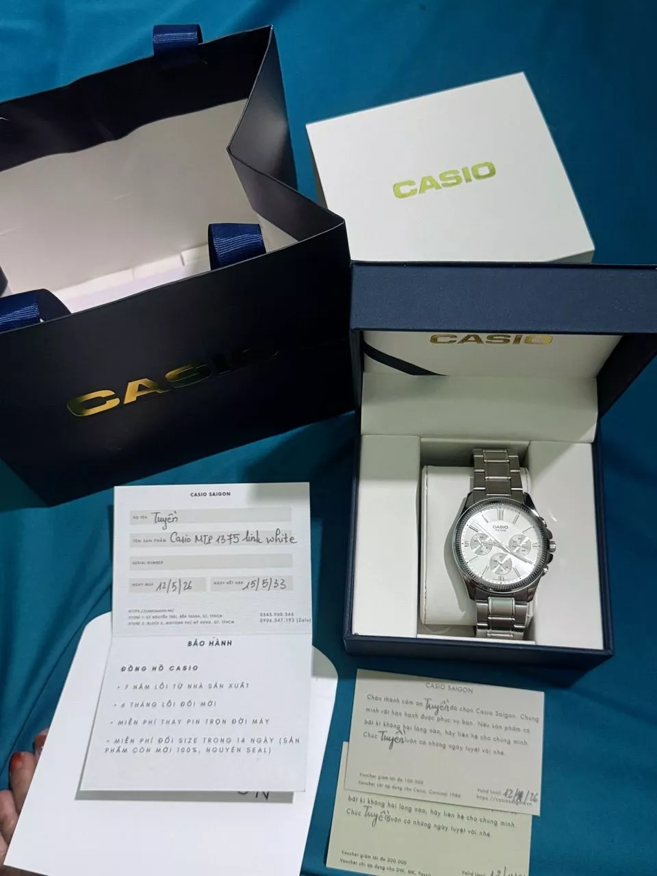 (Chính Hãng) Casio Nam MTP-1375D-7A Mặt Trắng Size 42mm - Bảo Hành 7 Năm