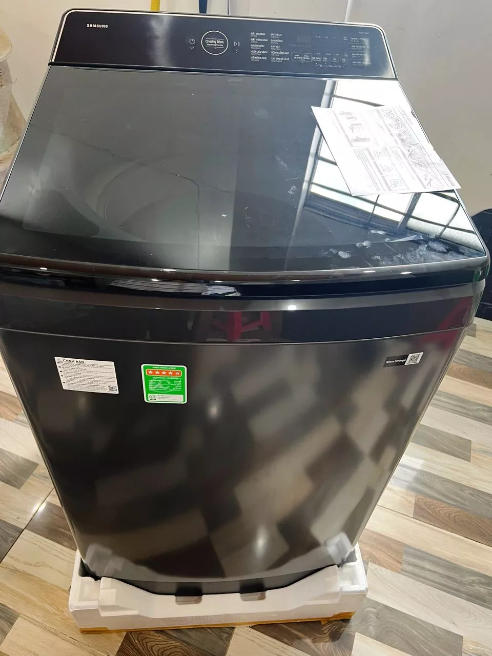 Máy Giặt Samsung Bespoke AI Cửa Trên 15 kg WA80F15S5CSV - AI Wash cảm biến bảo vệ vải, màu Xám