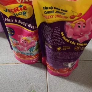 Combo 2 Túi Sữa Tắm Gội thiên nhiên Sạch Dịu Nhẹ & ẩm mịn Cho Bé Carrie Junior Cheeky Cherry 500g x2 (quà mùi ngẫu nhiên