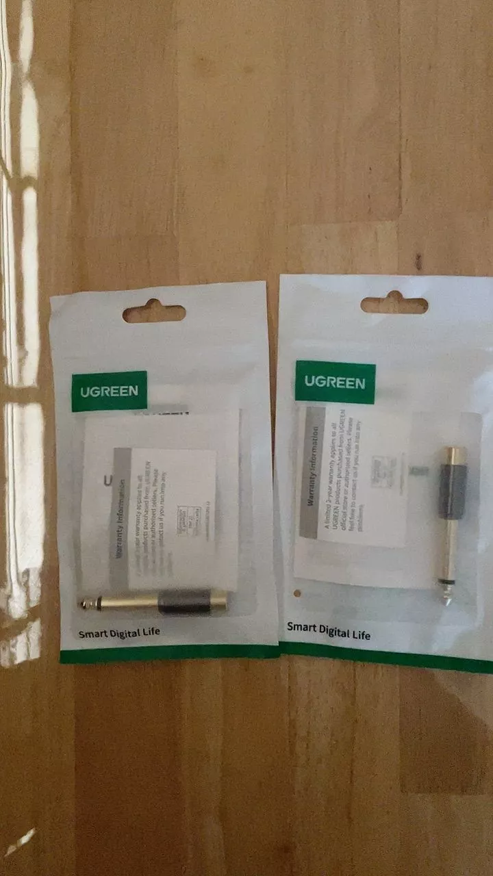 UGREEN RCA sang 6.5mm 6.35mm 1 / 4 Bộ chuyển đổi mạ vàng Đồng nguyên chất 6,5mm Nam sang RCA Nữ sang Jack TS Mono Adapter Âm thanh