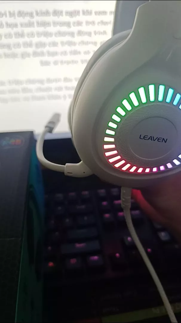 Tai nghe chụp tai Gaming Leaven G75 - Âm thanh 7.1 - LED RGB - Kết nối Dây USB