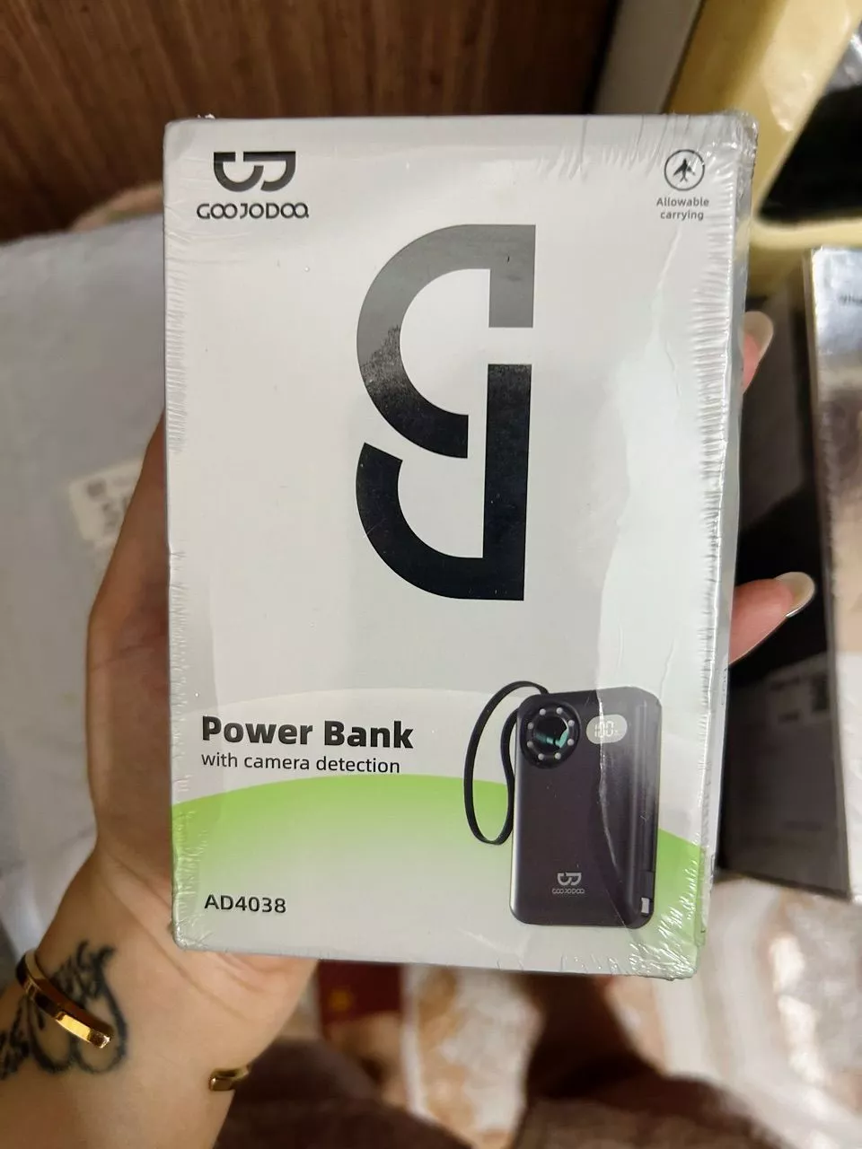 Pin dự phòng GOOJODOQ 10000mAh hỗ trợ nhận diện camera, sạc nhanh dung lượng cao, Kèm cáp sạc Type-C