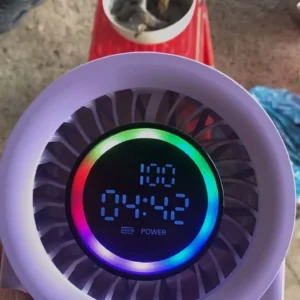 GOOJODOQ Quạt turbo Để Bàn 2 Trong 1 Vừa Là Quạt Vừa Là Đồng Hồ,100 Mức Gió,Màn Hình Số,Pin 4000mAh