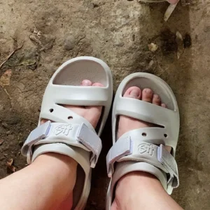 Giày Sandal Nam Nữ Shondo FX Nhựa Đúc Kháng Nước Hạn Chế Trơn Trượt Xám Rêu F102222