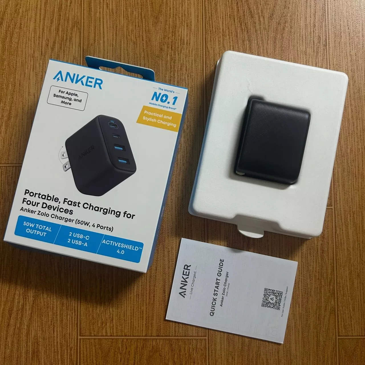 Củ sạc nhanh Anker Zolo 70W | 4 cổng (3 cổng USB-C & 1 cổng USB-A) | Chân gập gọn nhẹ | Sạc nhanh đa thiết bị - A121C