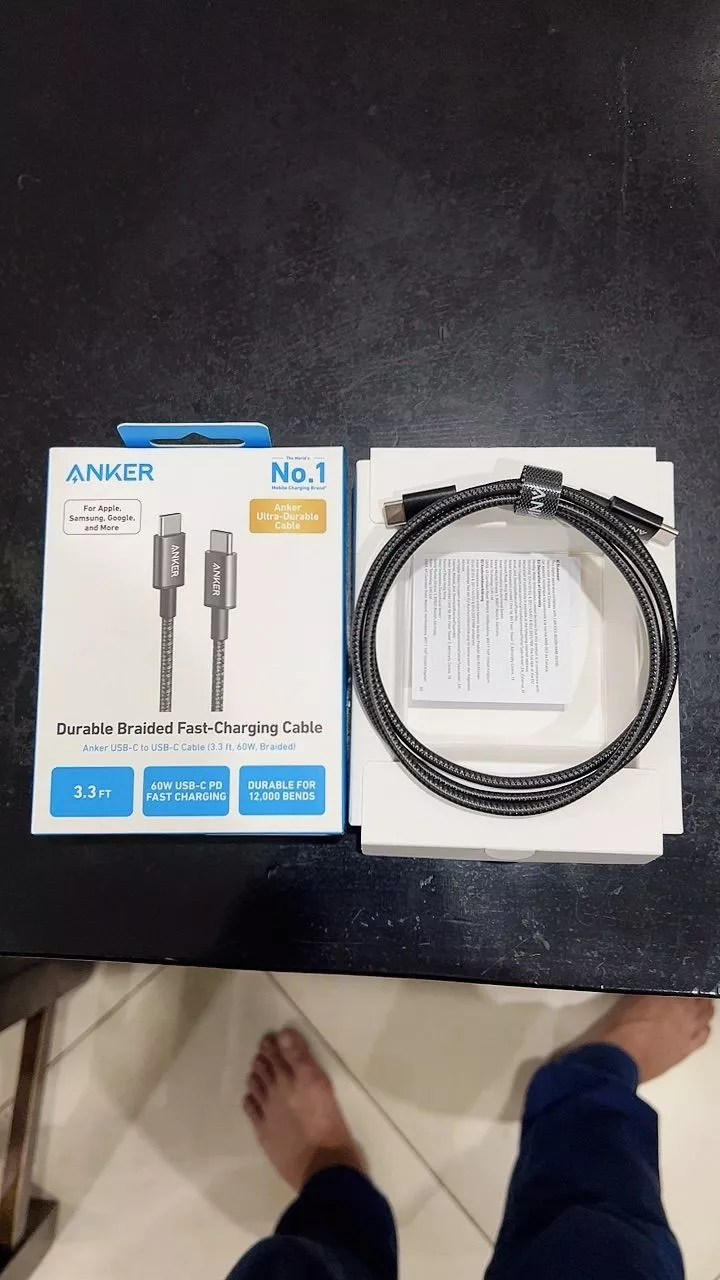 Cáp sạc nhanh Anker USB-C to USB-C 60W, Dây dù, Truyền dữ liệu 480Mbps, sạc iPhone, Samsung, iPad, MacBook - A8752/3