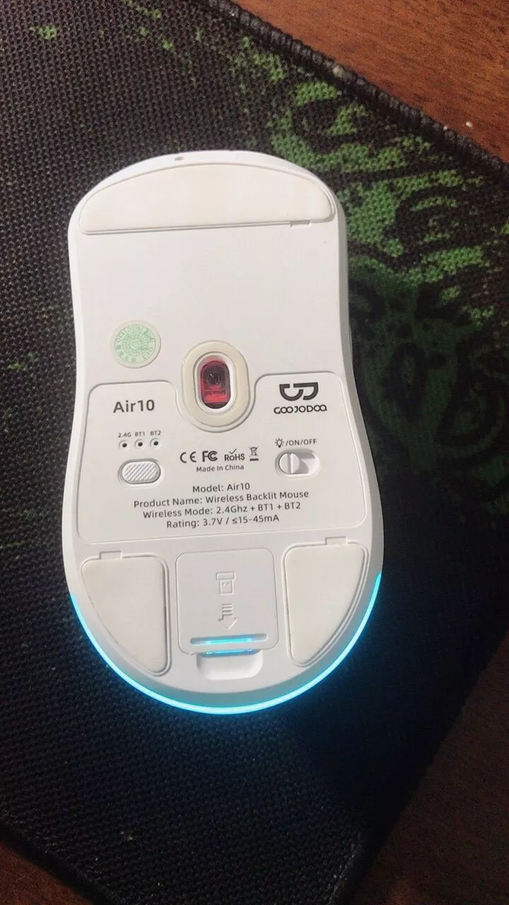 Chuột GOOJODOQ nhẹ, chế độ kép, có thể sạc lại, 4 mức DPI, điều chỉnh được,6 nút điều khiển, đèn RGB
