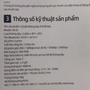 Chuột GOOJODOQ nhẹ, chế độ kép, có thể sạc lại, 4 mức DPI, điều chỉnh được,6 nút điều khiển, đèn RGB